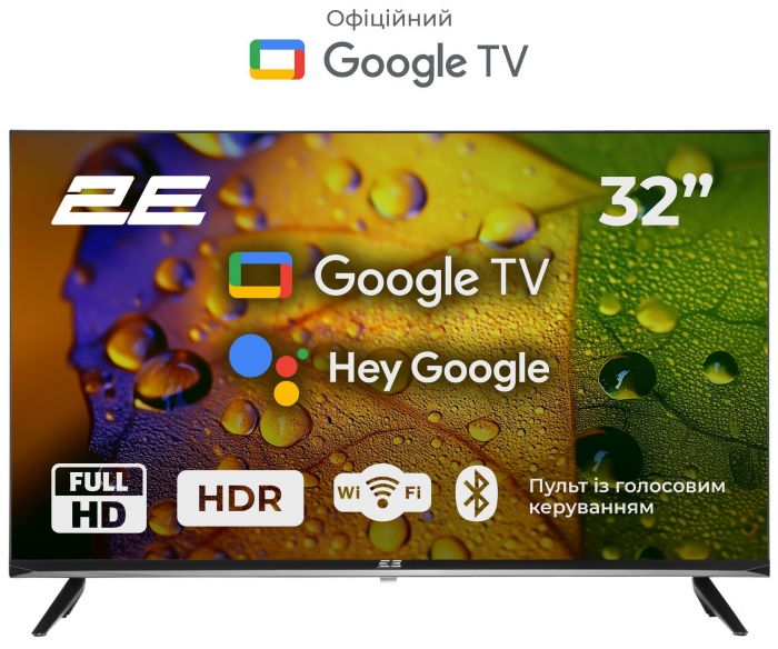 Телевізор 32" 2E LED FHD 60Hz Smart Google TV Black