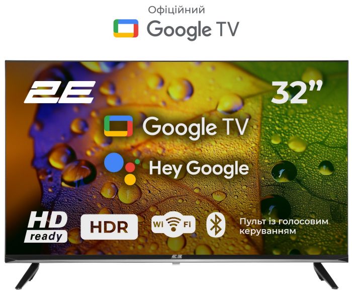 Телевізор 32" 2E LED HD 60Hz Smart Google TV Black