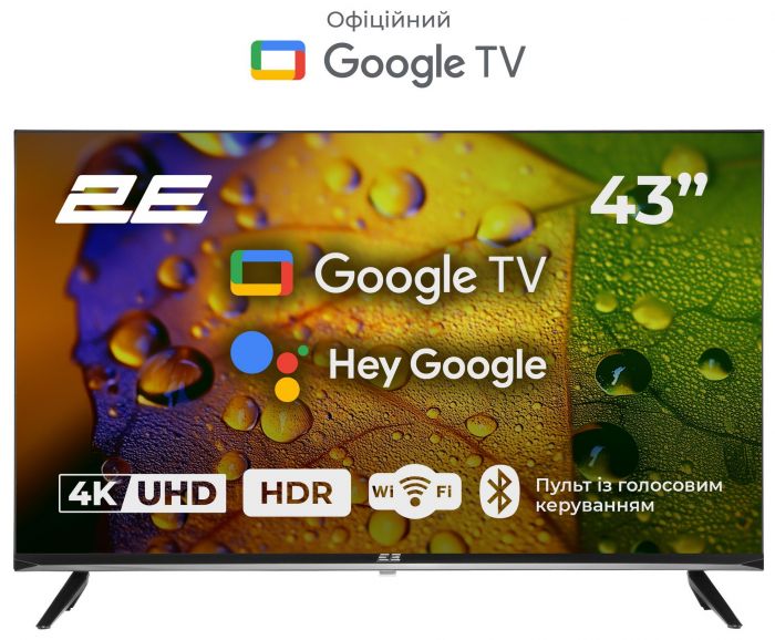 Телевізор 43" 2E LED 4K 60Hz Smart Google TV Black