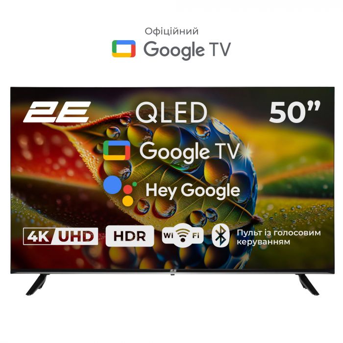 Телевізор 50" 2E QLED 4K 60Hz Smart Google TV Black