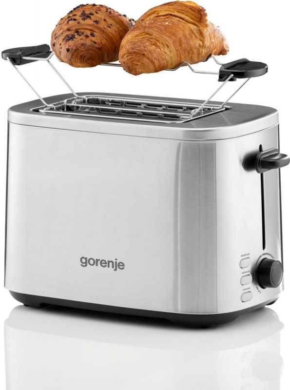 Тостер Gorenje 800Вт, підігрів, розморожування, пластик, сріблястий