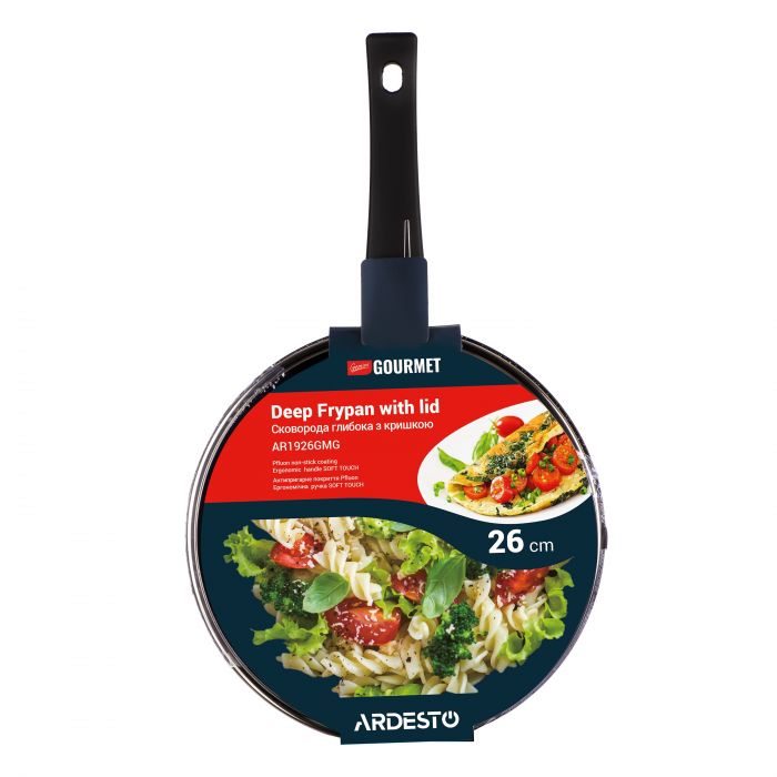 Сковорода глибока з кришкою ARDESTO Gemini Gourmet, 26см, алюміній, чорний