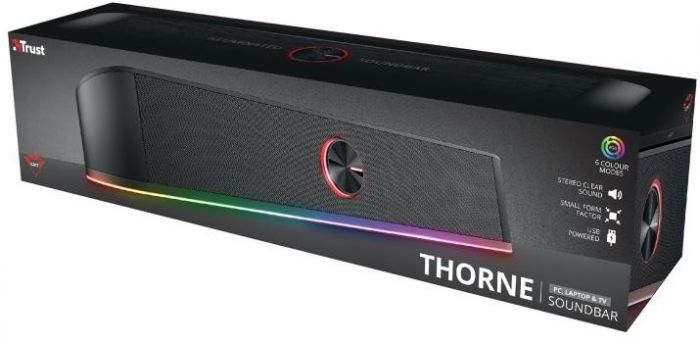 Акустична система Trust GXT 619 Thorne Саундбар, USB/AUX,  RGB, чорний Акустична система Trust GXT 619 Thorne Саундбар, USB/AUX,  RGB, чорний