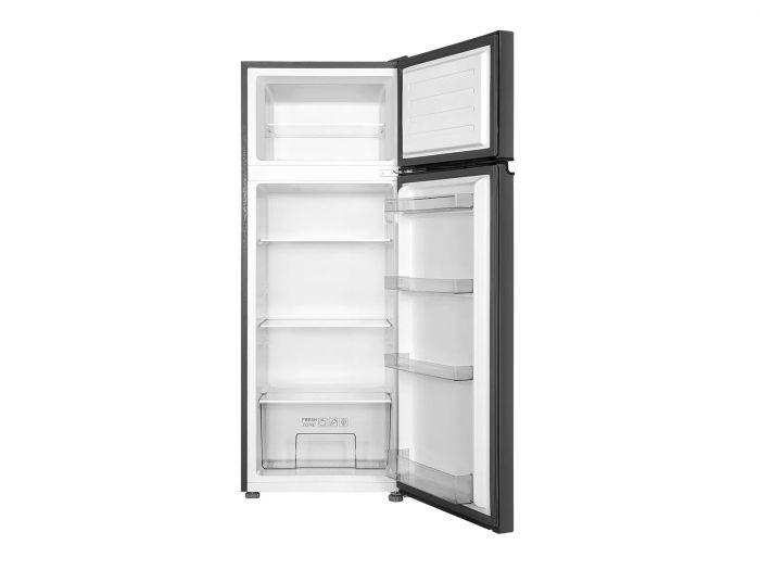 Холодильник TCL з верхн. мороз., 144x55х54.5, холод.відд.-167л, мороз.відд.-40л, 2дв., Е, ST, сріблястий темний
