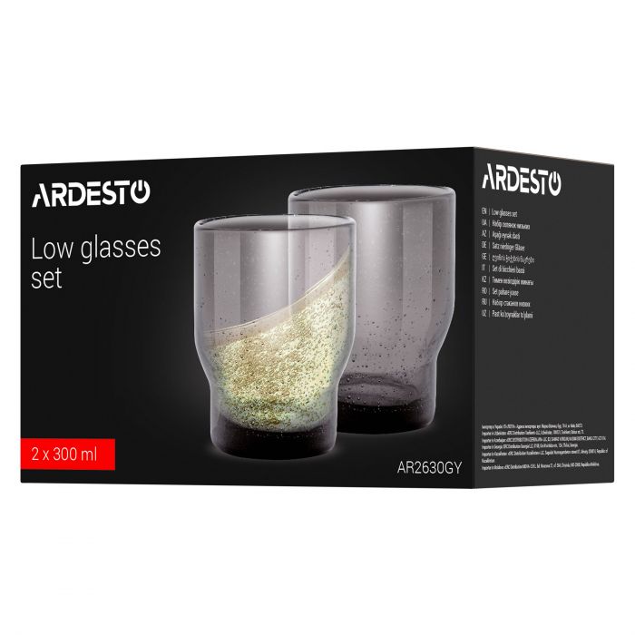 Набір склянок низьких Ardesto Bubble 300мл, 2шт, скло, зелений
