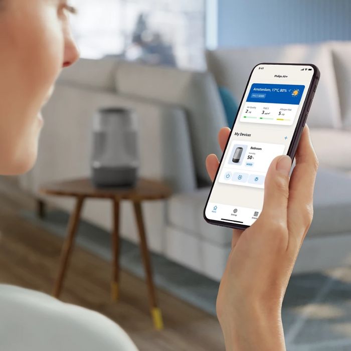 Зволожувач повітря Philips традиційне зволоження Series 1000, 41м2, 3л, 275мл/г, електр. кер-ння, режим сну, нічник, темно-синій