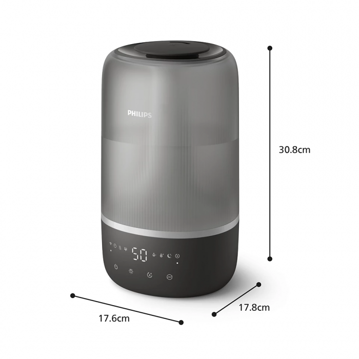 Зволожувач повітря Philips традиційне зволоження Series 1000, 41м2, 3л, 275мл/г, електр. кер-ння, режим сну, нічник, темно-синій