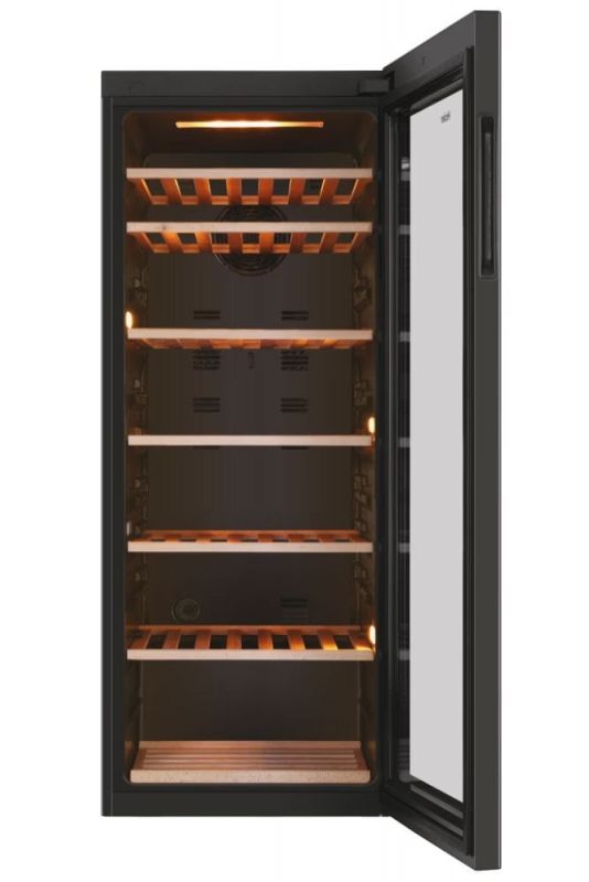 Холодильник Haier для вина, 127x49.7х58, мороз.відд.-198л, зон - 1, бут-84, ST, дисплей, чорний