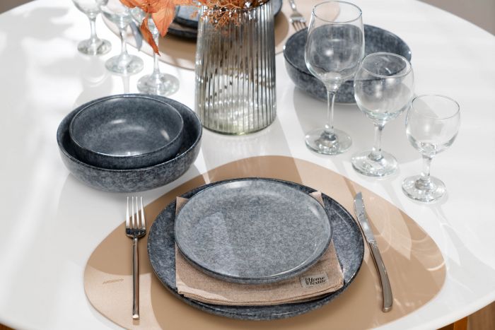 Тарілка обідня ARDESTO Loreto, 27см, порцеляна, сірий