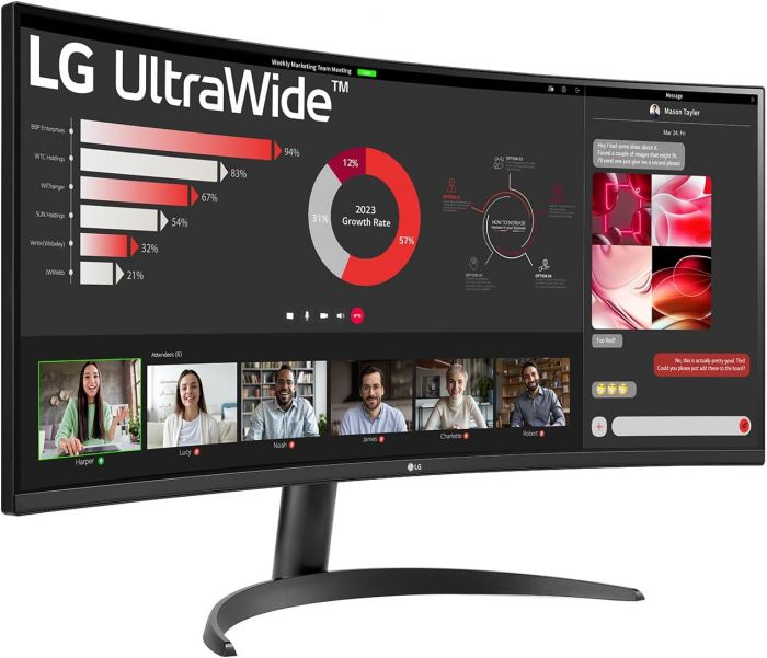 Монітор LG 34" 34WR50QK-B 2xHDMI, DP, Audio, VA, 3440x1440, 21:9, 100Hz, sRGB 99%, CURVED, FreeSync, HDR10