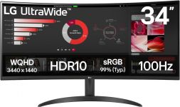 Монітор LG 34" 34WR50QK-B 2xHDMI, DP, Audio, VA, 3440x1440, 21:9, 100Hz, sRGB 99%, CURVED, FreeSync, HDR10 Монітор LG 34" 34WR50QK-B 2xHDMI, DP, Audio, VA, 3440x1440, 21:9, 100Hz, sRGB 99%, CURVED, FreeSync, HDR10