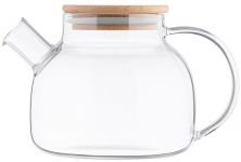 Заварник Ardesto Gemini 1000мл, боросилікатне скло, бамбук, прозорий
