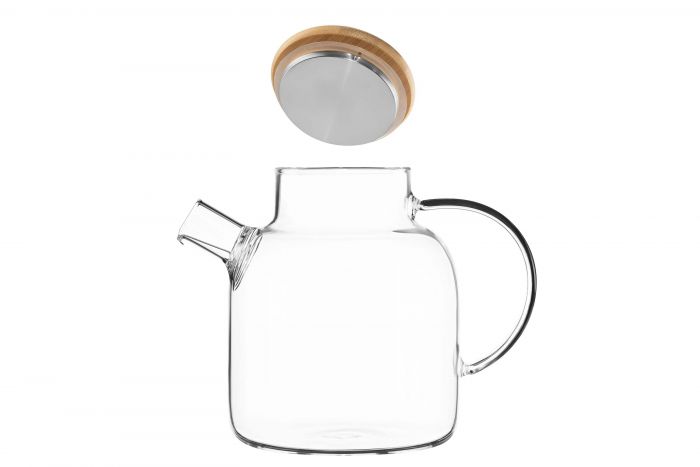 Заварник Ardesto Gemini 1500мл, боросилікатне скло, бамбук, прозорий
