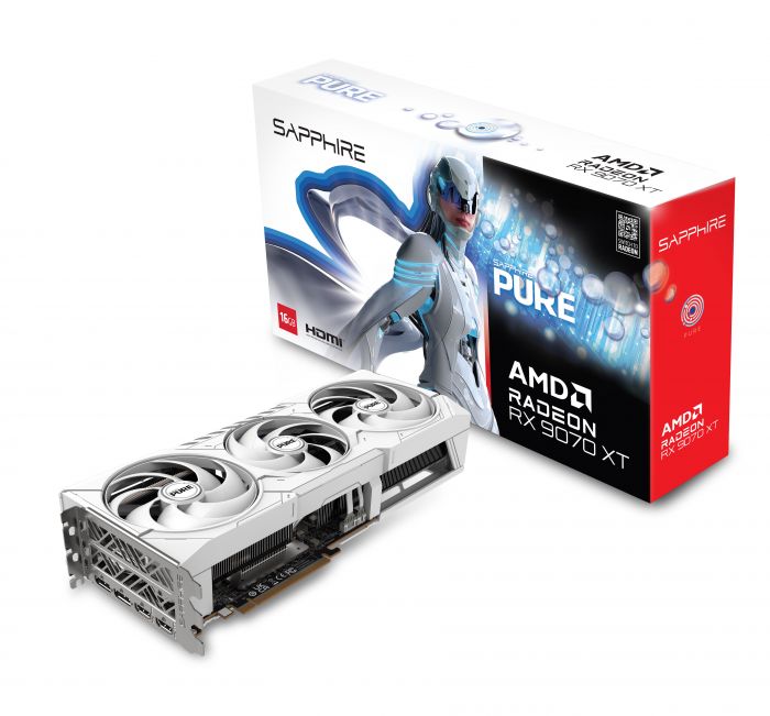 Відеокарта SAPPHIRE Radeon RX 9070 XT 16GB GDDR6 PURE GAMING OC білий