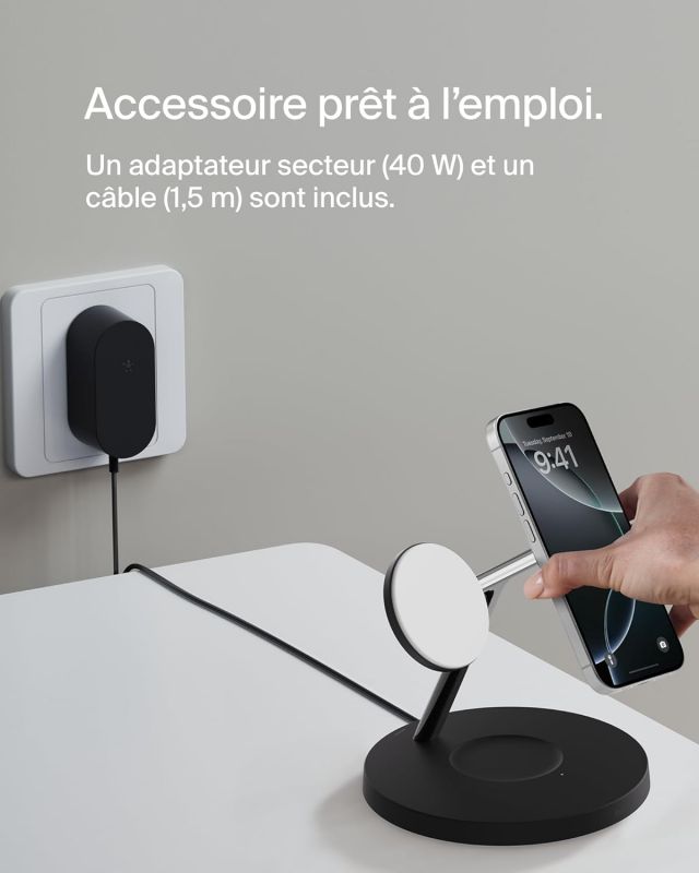 Зарядний пристрій бездротовий Belkin 3в1 Magnetic Pad Qi2 15Вт, чорний