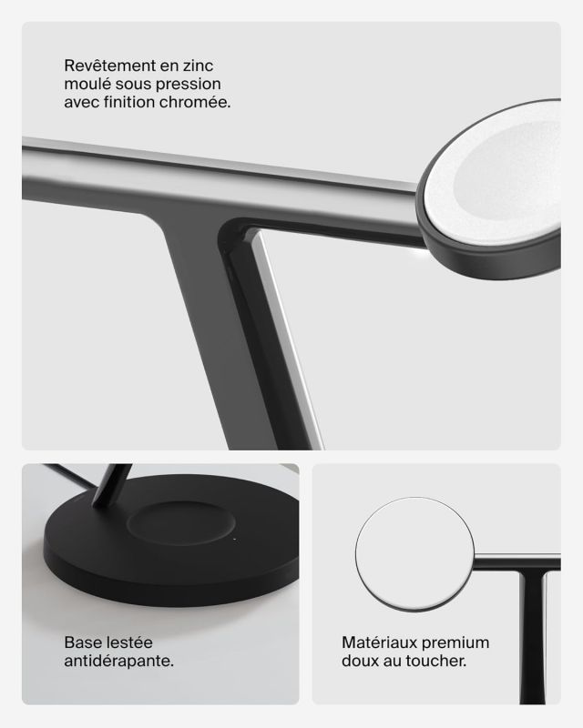 Зарядний пристрій бездротовий Belkin 3в1 Magnetic Pad Qi2 15Вт, чорний