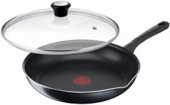 Сковорода з кришкою Tefal Day by Day, 28см, з кришкою, алюміній, бакеліт, скло, чорний