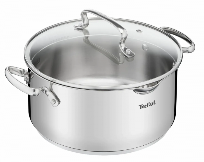 Каструля Tefal DUETTO+, 5л, з кришкою, нержавіюча сталь, скло