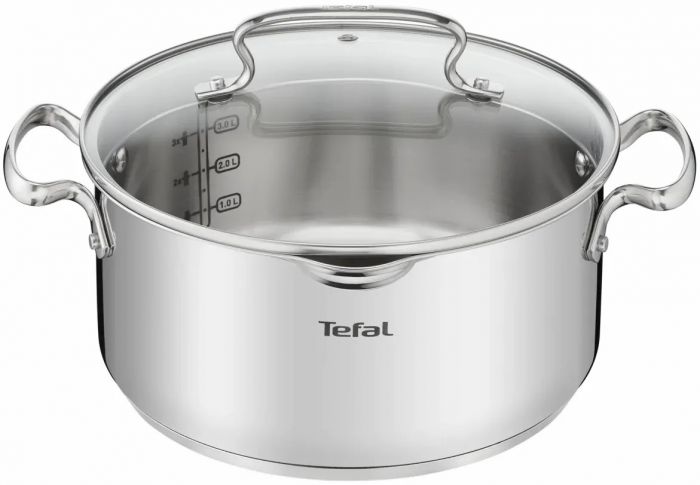 Каструля Tefal DUETTO+, 5л, з кришкою, нержавіюча сталь, скло