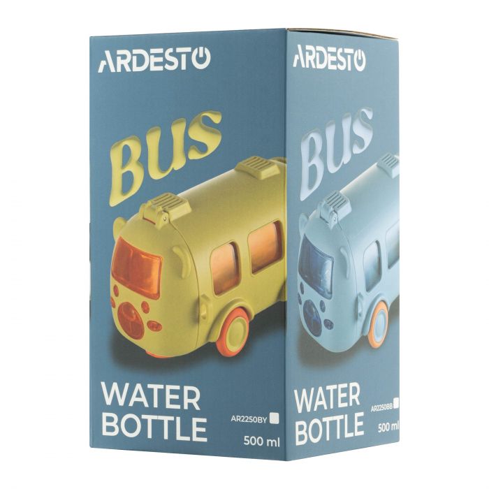 Пляшка для води Ardesto Bear Bus 500мл, пластик, блакитний