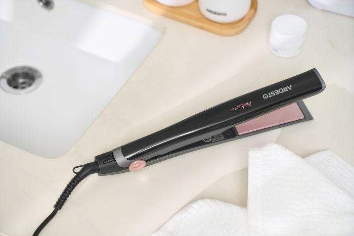 Випрямляч ARDESTO Pink Touch, 32Вт, 110-200C, кераміка, сірий+рожевий