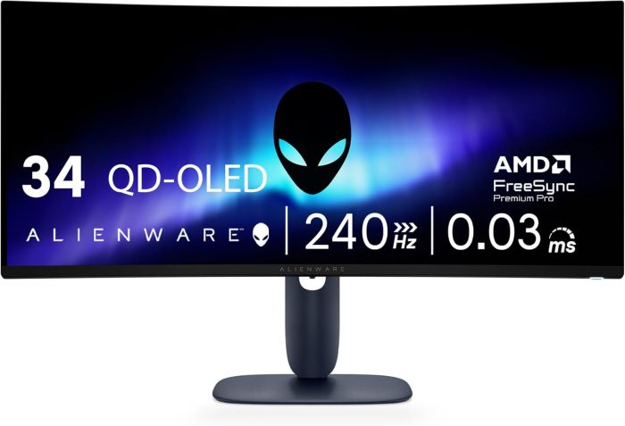 Монітор DELL 34" AW3425DW 2xHDMI, DP, USB, QD-OLED, 3440x1440, 21:9, 240Hz, 0.03ms, DCI-P3 99.3%, CURVED, G-SYNC, FreeSync, AdaptiveSync, HAS, HDR TrueBlack 400