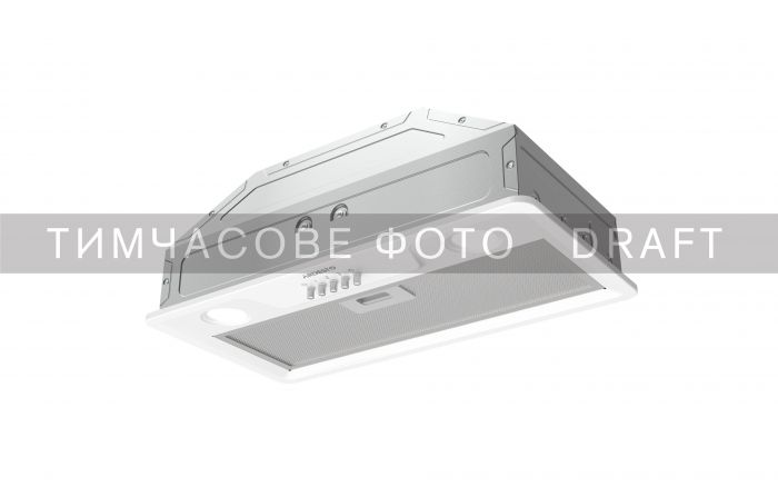 Витяжка Ardesto вбудована, 52см, 450м3ч, метал, 2х1Вт LED, кнопкове, білий