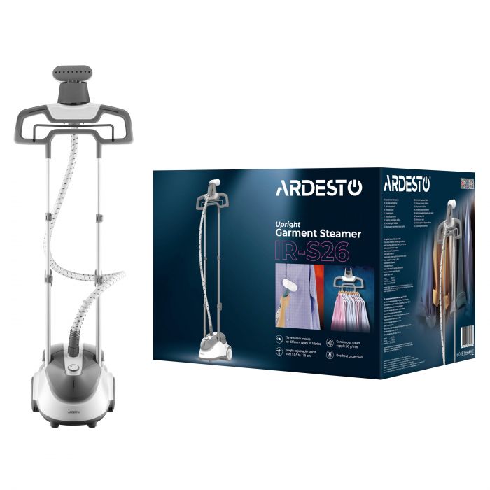 Відпарювач ARDESTO вертикальний IR-S26, 1800Вт, 2600мл, вішалка, нерж. сталь, білий+сірий