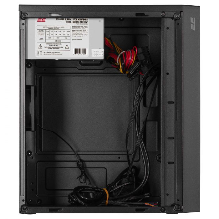 Корпус 2E TeamX TMX03 з БЖ 2E ATX500W, 2xUSB3.0, 1x80мм, VGA 220мм, mATX, чорний
