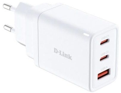 Зарядний пристрій мережевий D-Link DCP-651 65Вт GaN 2хUSB-С, 1xUSB-A, білий