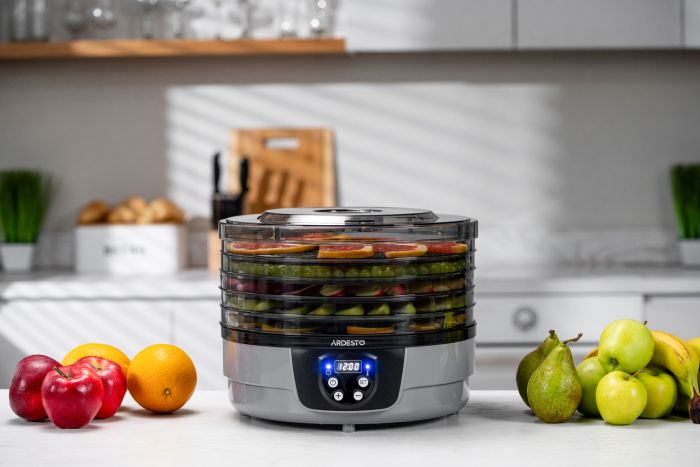 Сушарка для продуктів ARDESTO FDB-532TTC, 250Вт, піддонів -5x3см, діаметр-32см, макс-70°С, таймер, електр. управління, пластик , білий