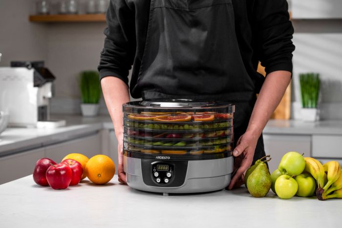 Сушарка для продуктів ARDESTO FDB-532TTC, 250Вт, піддонів -5x3см, діаметр-32см, макс-70°С, таймер, електр. управління, пластик , білий