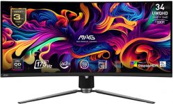 Монітор MSI 34" MAG 341CQP 2xHDMI, DP, USB-C, 2xUSB, QD-OLED, 3440x1440, 21:9, 175Hz, 0.03ms, sRGB 139%, CURVED, FreeSync, HAS, HDR400