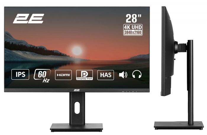 Монітор 2E 28" L2825B 2xHDMI, DP, MM, IPS, NTSC 84%, 3840x2160, HAS