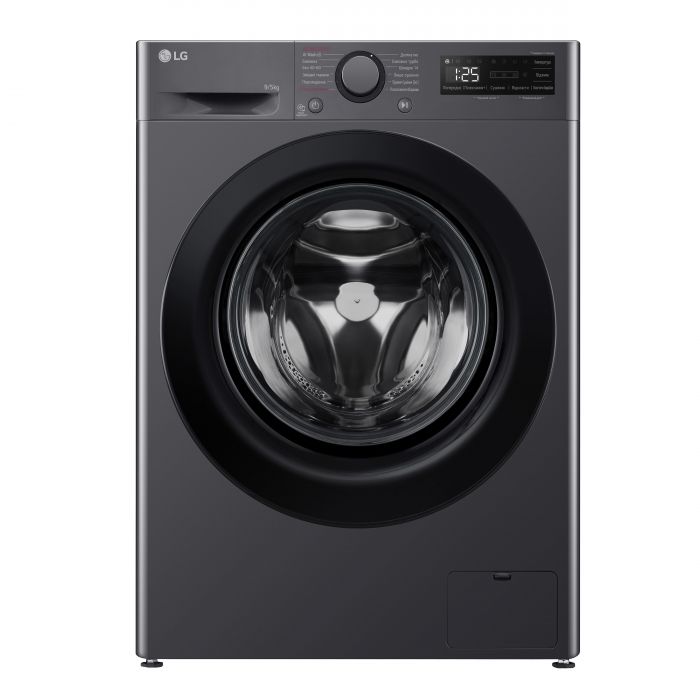 Прально-сушильна машина LG фронтальна, 9(5)кг, 1200, A, пара, 48см, дисплей, пара, інвертор, чорний