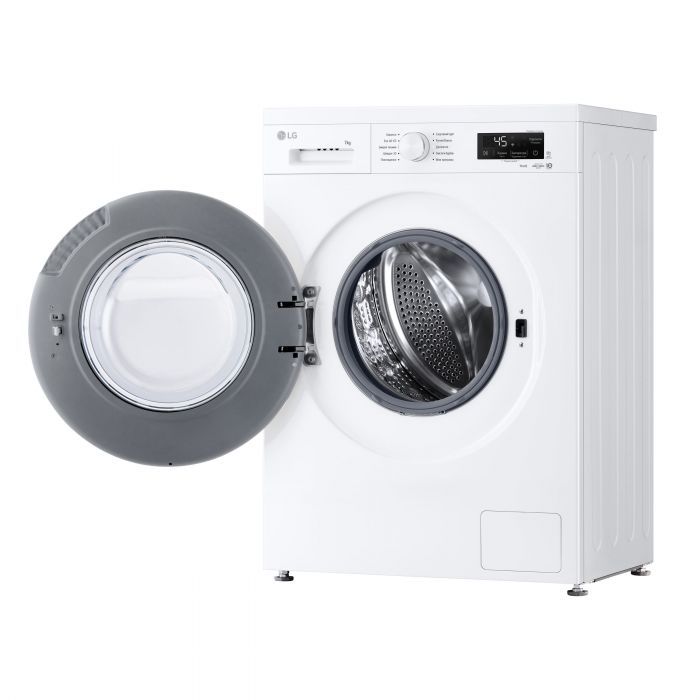 Пральна машина LG фронтальна, 7кг, 1200, A, 44см, дисплей, пара, інвертор, білий