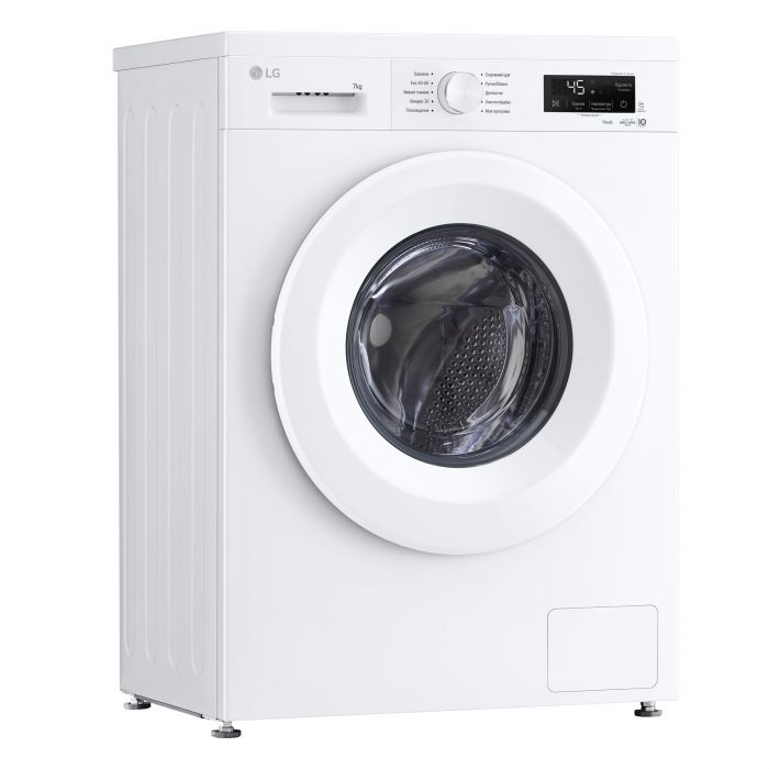 Пральна машина LG фронтальна, 7кг, 1200, A, 44см, дисплей, пара, інвертор, білий