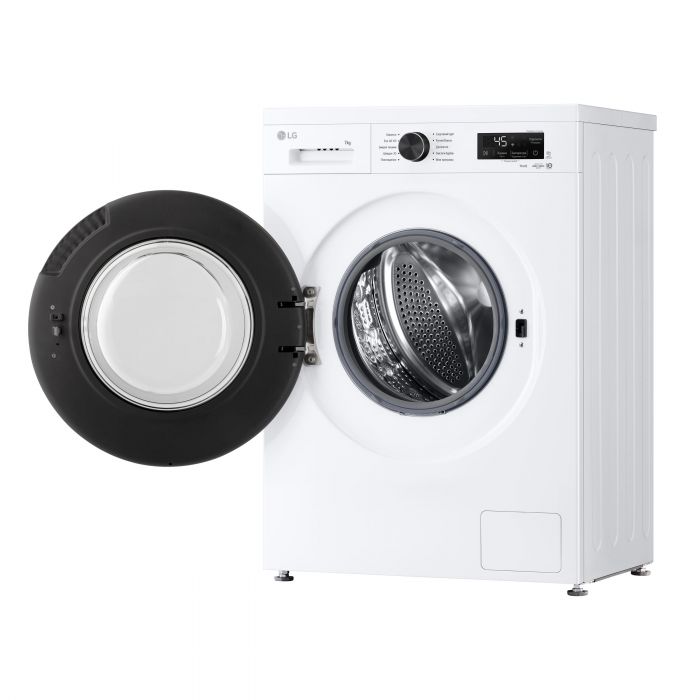 Пральна машина LG фронтальна, 7кг, 1200, A, 44см, дисплей, пара, інвертор, білий