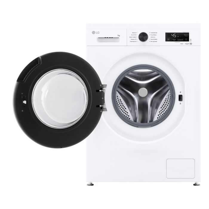 Пральна машина LG фронтальна, 7кг, 1200, A, 44см, дисплей, пара, інвертор, білий