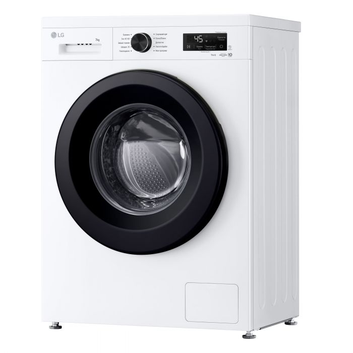 Пральна машина LG фронтальна, 7кг, 1200, A, 44см, дисплей, пара, інвертор, білий