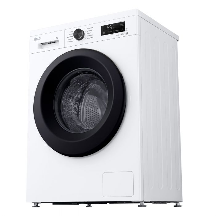 Пральна машина LG фронтальна, 7кг, 1200, A, 44см, дисплей, пара, інвертор, білий