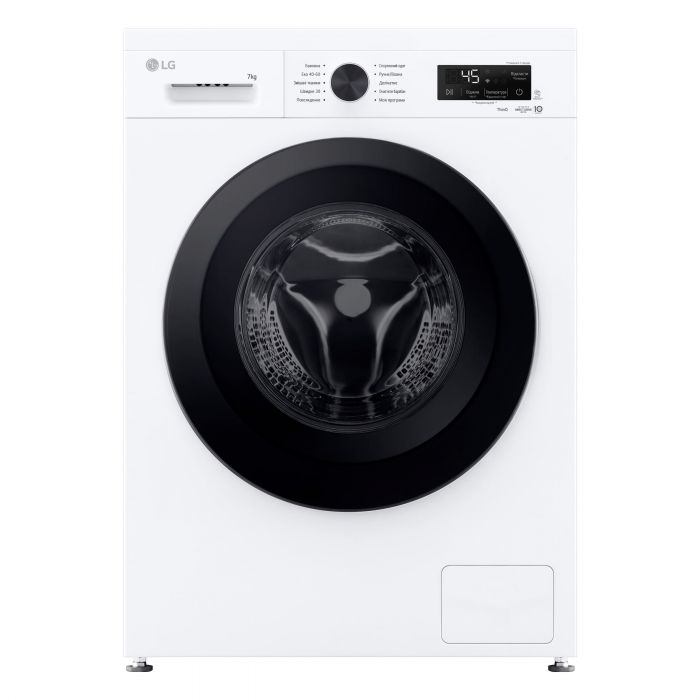 Пральна машина LG фронтальна, 7кг, 1200, A, 44см, дисплей, пара, інвертор, білий