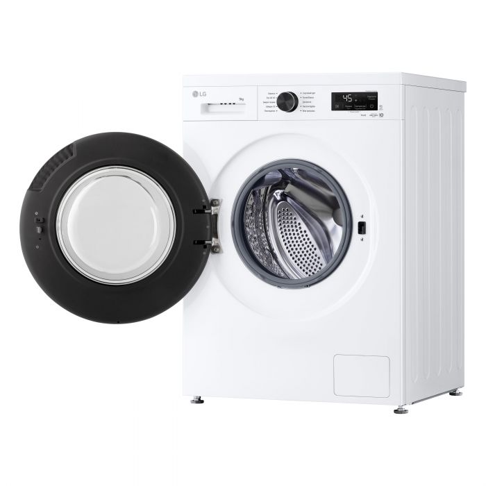 Пральна машина LG фронтальна, 9кг, 1400, A, 55см, дисплей, пара, інвертор, білий