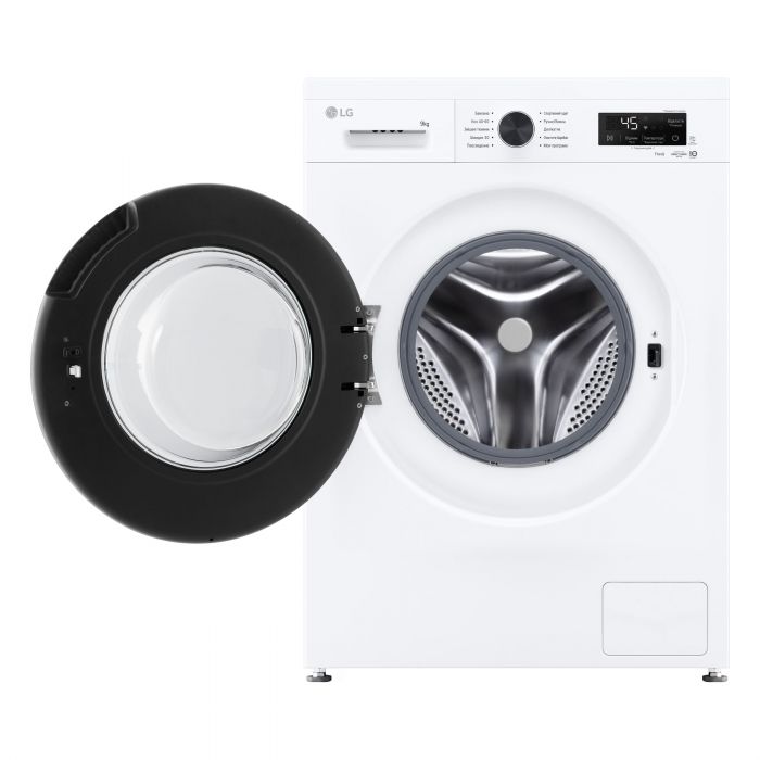 Пральна машина LG фронтальна, 9кг, 1400, A, 55см, дисплей, пара, інвертор, білий