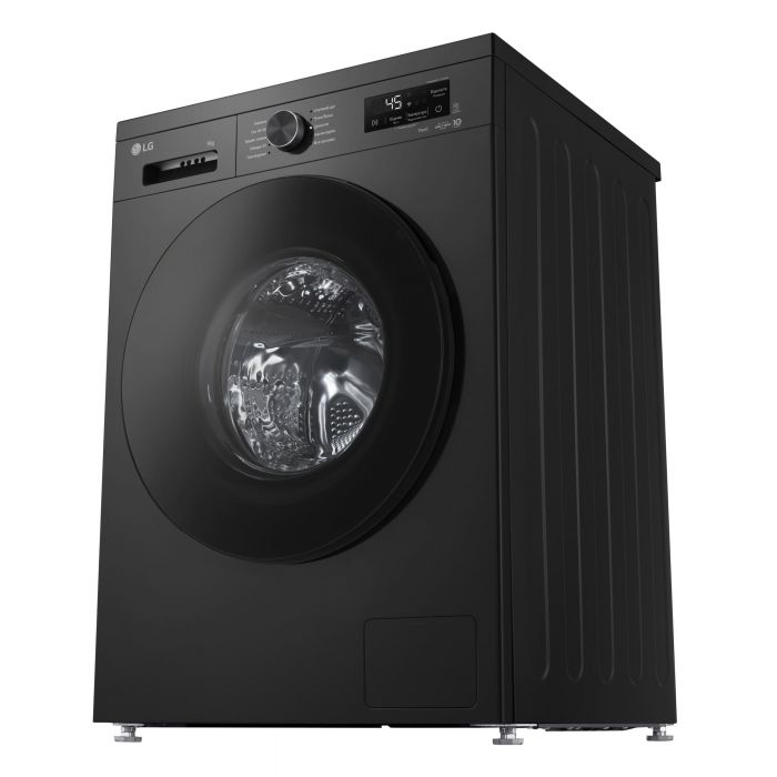 Пральна машина LG фронтальна, 9кг, 1400, A, 55см, дисплей, пара, інвертор, чорний