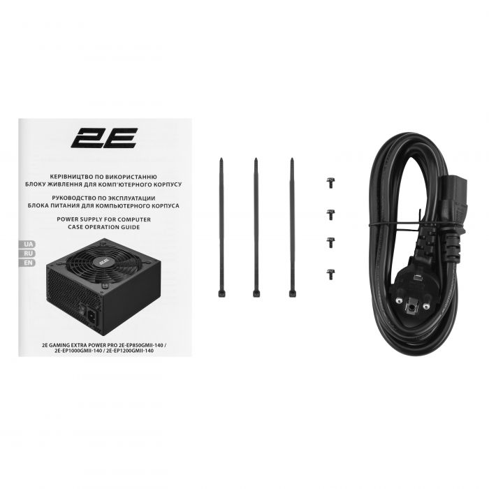 Блок живлення 2E GAMING Extra Power Pro ATX3.1 GEN5.0  (850W), >90%, 80+ Gold, 140мм, 1xMB 24pin(20+4), 2xCPU 8pin(4+4), 3xMolex, 6xSATA, 4xPCIe 8pin(6+2), 1xPCIe GEN5 16pin, Full Modular