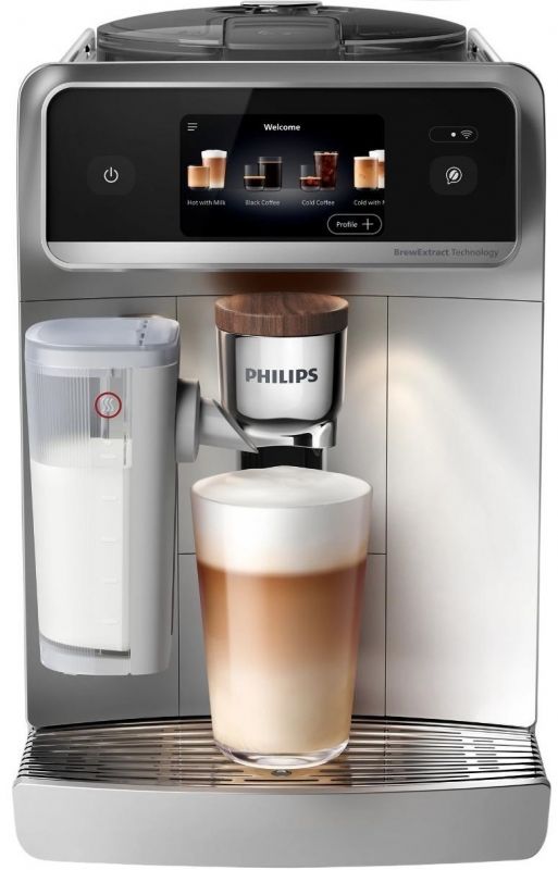 Кавомашина Philips Series 8000 Cafe Aromis, 1.9л, зерно+мелена, автомат.капуч, дисплей, авторецептів -54, срібни