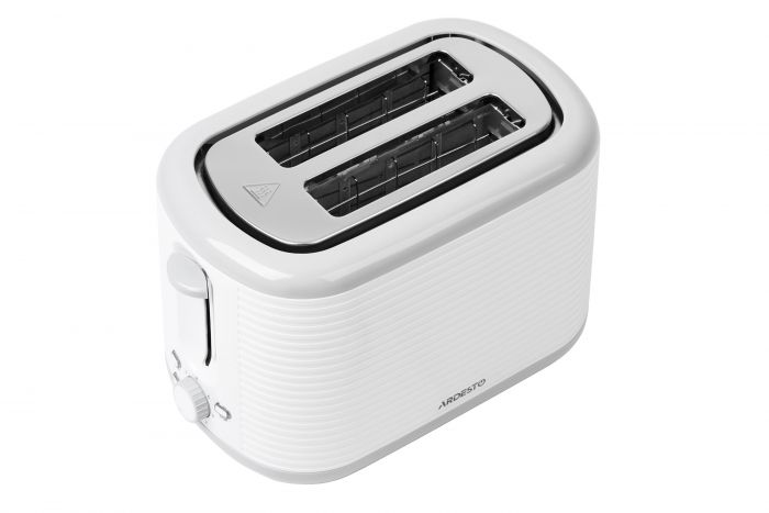 Тостер ARDESTO White stripes T-F17WG 930Вт, пластик, білий+сірий