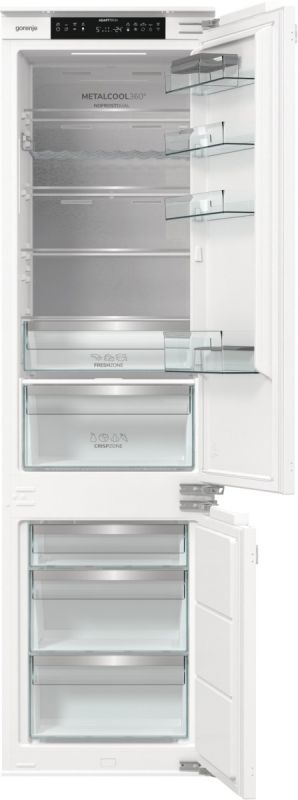 Холодильник Gorenje вбудований з нижн. мороз., 193,7x69x55см, 2 двері,284(76)л, А+, NF+, Зона св-ті, Диспл, Wi-Fi, Біли
