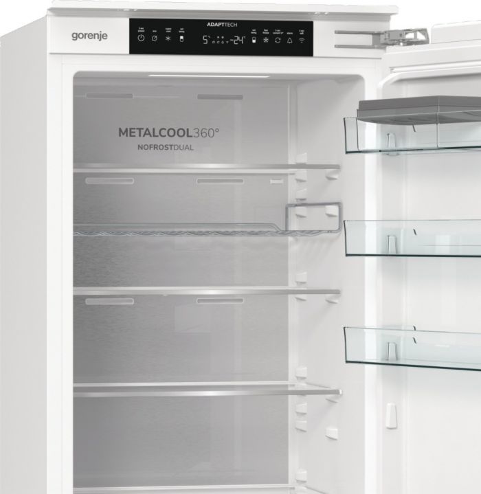 Холодильник Gorenje вбудований з нижн. мороз., 193,7x69x55см, 2 двері,284(76)л, А+, NF+, Зона св-ті, Диспл, Wi-Fi, Біли